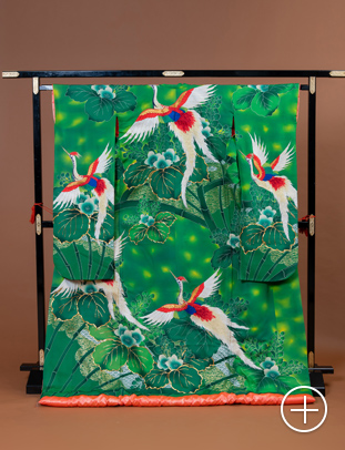 C-30 色打掛 グリーン 草緑鳳凰